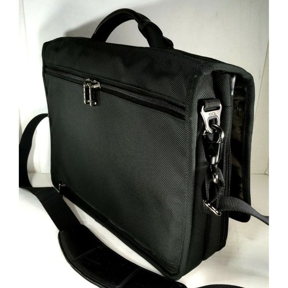 Tumi Large Black Canvas Expandable Briefcase Laptop Bag - Picture 6 of 12